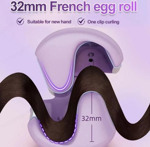 NJORA Professional Hair Curling Iron | French Egg Roll Curler