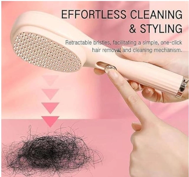NJORA Self-Cleaning Hairbrush 2-in-1 | Detangling Hairbrush & Comb