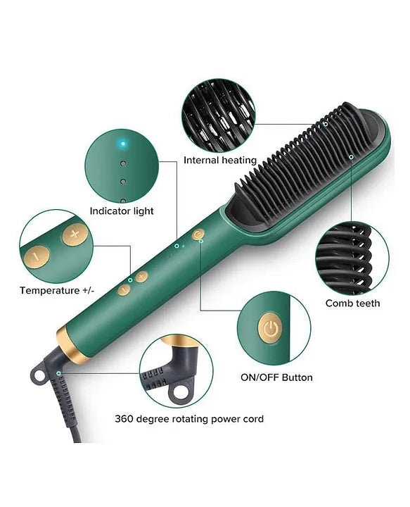 NJORA Hair Straightening Comb for Women & Men | Anti-Scald Ceramic