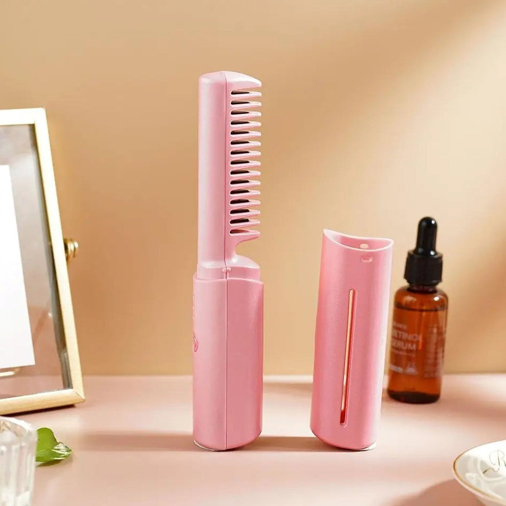 Rechargeable Mini Hair Straightener | Portable Cordless Hair Styler | 2-in-1